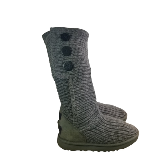 Ugg Classic Cardy 1016555 gray knit sweater boots - Picture 2 of 12